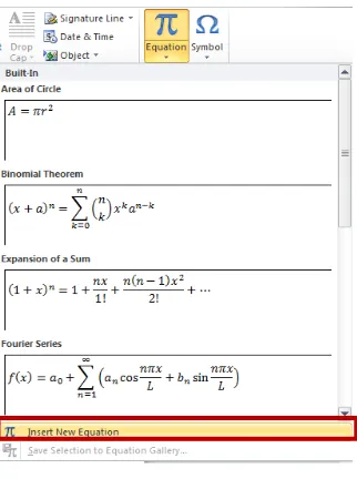 Gambar 1.6 tab Design, toolbar dan area penulisan rumus Equation 