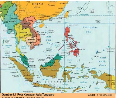 Gambar 9.1  Peta Kawasan Asia TenggaraSumber : Achmad Chaldun (1998)