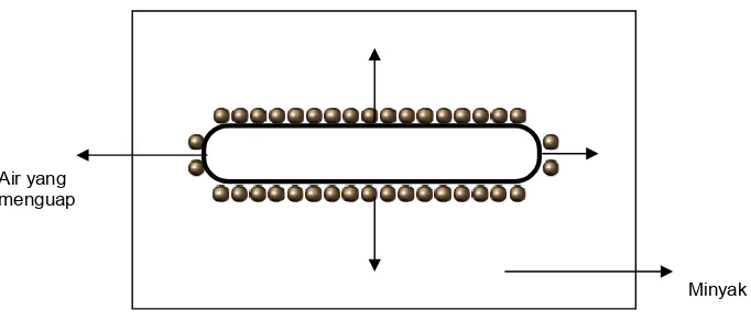 Gambar 1.  Gelembung air yang keluar dari bahan selama proses penggorengan (Sharma et al., 2000)