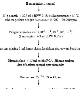 Gambar 1  Metoda pengujian jumlah total bakteri (TPC) [SNI  No. 19-2897-1992] 