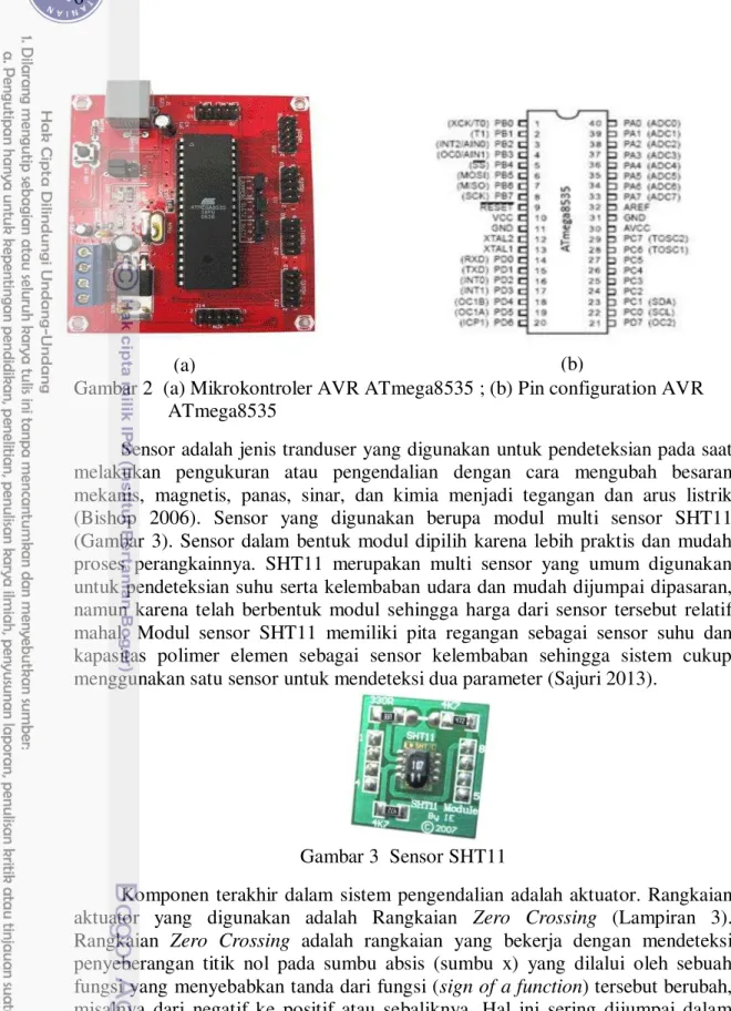 Gambar 2  (a) Mikrokontroler AVR ATmega8535 ; (b) Pin configuration AVR  ATmega8535 