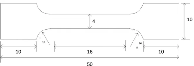 Figure 1: Test specimen dimension (in mm)