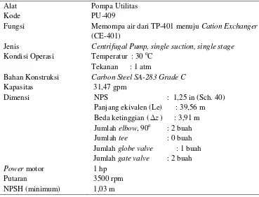 Tabel. 5.45. Spesifikasi Pompa Utilitas (PU-410) 