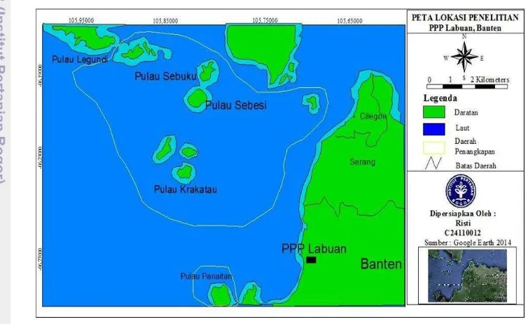 Gambar 1 Peta lokasi penelitian dan daerah penangkapan ikan layur 