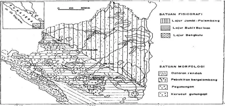 Gambar 2. Peta Fisiografi daerah Lampung (Mangga, 1993) 