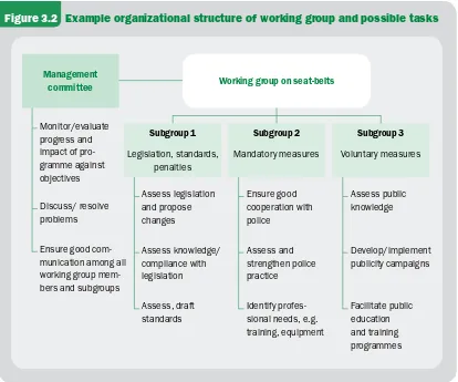 Figure 3.2 Example organizational structure of working group and possible tasks