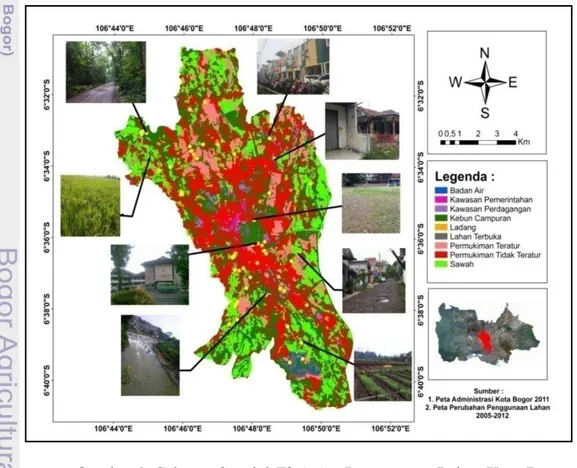 Gambar 3. Sebaran Spasial Eksisting Penggunaan Lahan Kota Bogor.  