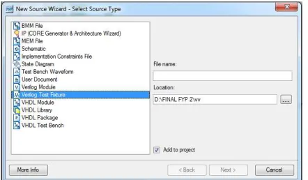 Figure 17: Adding test vectors to the design (snapshot from Xilinx ISE software) 