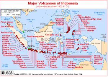 Gambar 2. Peta jalur gunungapi  di Indonesia (USGS/CVO, 2001)