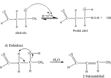 Gambar 6. Mekanisme reaksi pembentukan aldol dengan katalis basa 