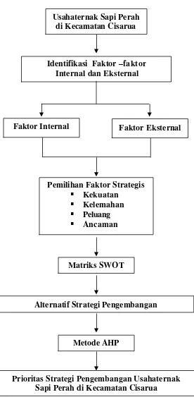 Gambar 1. Alur Kerangka Pemikiran Strategi Pengembangan Usahaternak       Sapi Perah di Kecamatan Cisarua 