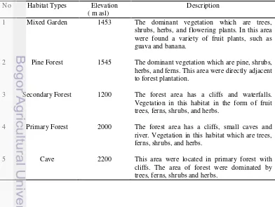 Table 1 Habitat types description in Bawakaraeng mountain 