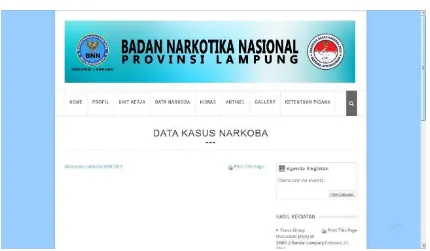 Gambar 1.1 Website Badan Narkotika Nasional Provinsi Lampung 