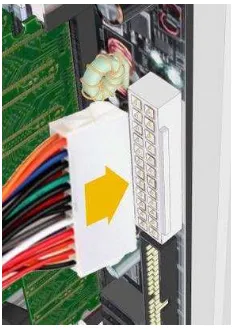 Gambar  11. Pemasangan kabel 20/24 pin ATX connector pada motherboard 