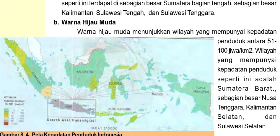 Gambar 8. 4. Peta Kepadatan Penduduk Indonesia(sumber: Atlas Pelajar 2002)