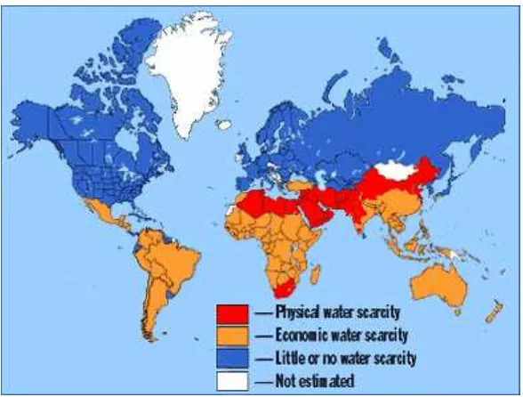 Figure 2.1: Water scarcity in the world (whyfiles.org, 2012) 