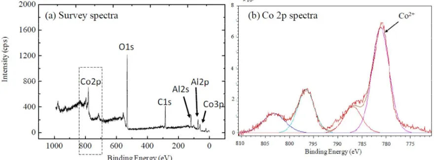 Fig. 4. XPS analysis of Co on Al-O after being annealed at 650 oC, 5 min. 