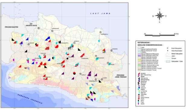 Gambar 3. Potensi Bahan Galian Bukan Logam dan Batuan Propinsi Jawa Barat (Badan Geologi 2011) 