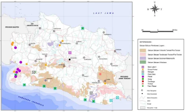 Gambar 1. Potensi Mineral Logam Propinsi Jawa Barat (Badan Geologi, 2011) 