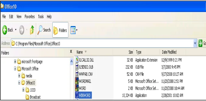 Gambar 5. Akses MS Word dari Start > Search > All Files and Folders 