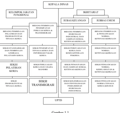 Gambar 1.1 Struktur Organisasi Dinas Tenaga Kerja dan Transmigrasi Kabupaten Langkat 