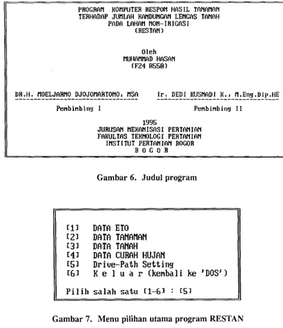 Gambar 8. Bentuk drive-setting program RESTAN 