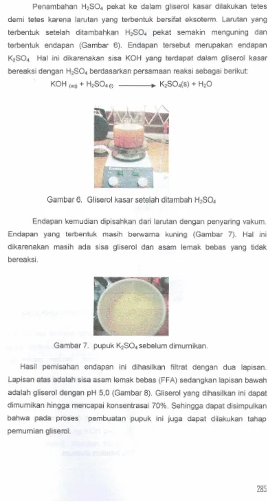 Gambar 6. Gliserol kasar setelah ditambah HzS04 . 