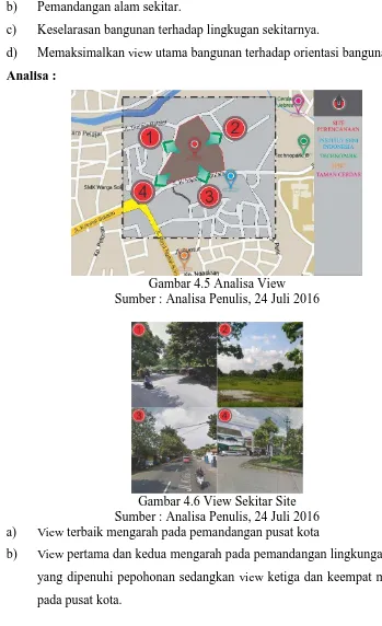 Gambar 4.6 View Sekitar Site Sumber : Analisa Penulis, 24 Juli 2016 