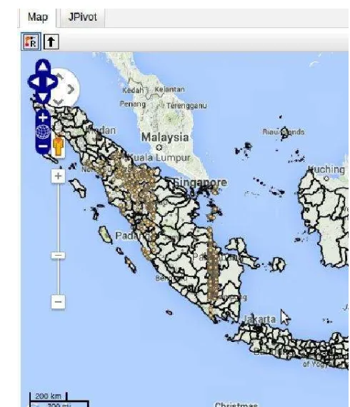 Gambar 8  Hasil query titik panas di pulau Sumatera tahun 1997 