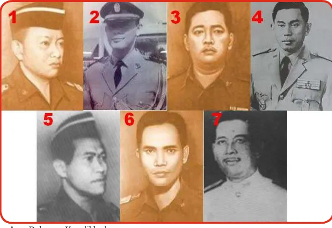 Gambar 7.2 Para Pahlawan Revolusi yang menjadi  korban akibat Pemberontakan PKI.