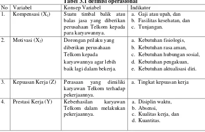 Tabel 3.1 definisi operasional 