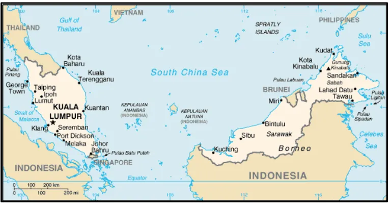 Figure 1: Map of Malaysia (Source: www.climate-zone.com/climate/malaysia) 