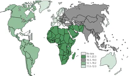 FIGURE฀4Road฀trafﬁc฀injury฀mortality฀rates฀(per฀100฀000฀population)฀in฀WHO฀regions,฀2002