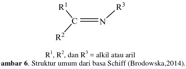 Gambar 6. Struktur umum dari basa Schiff (Brodowska,2014). 