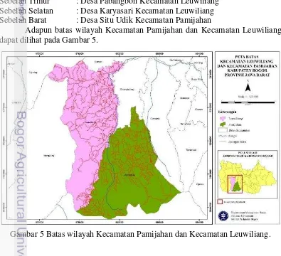 Gambar 5 Batas wilayah Kecamatan Pamijahan dan Kecamatan Leuwiliang. 