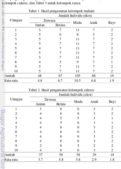 Tabel 1  Hasil pengamatan kelompok makam 