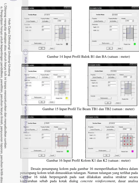 Gambar 14 Input Profil Balok B1 dan BA (satuan : meter) 