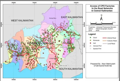 Figure 3Intermodal road-river networks in Central Kalimantan  