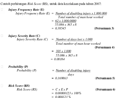 Tabel 2. Hasil Perhitungan Risk Score Tahun 2006-2009