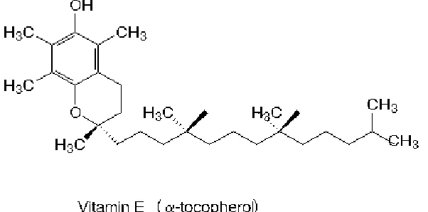 Gambar 6. struktur molekul vitamin E (sumber Manalu, 1999) 