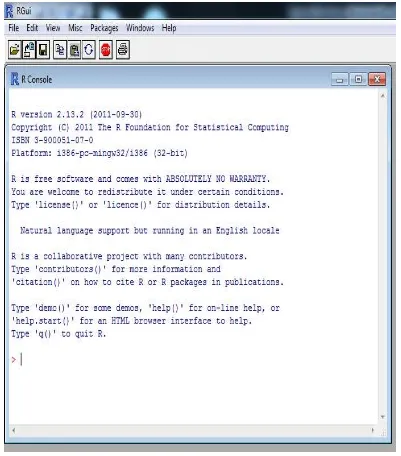 Gambar 3.1 Tampilan Pembuka software R 