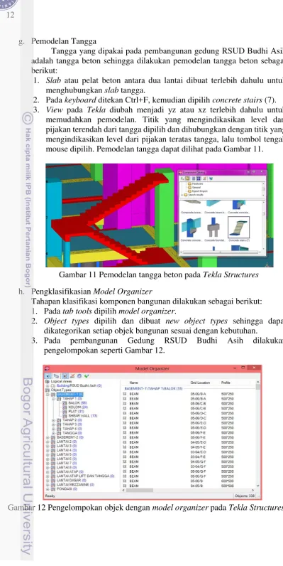 Gambar 11 Pemodelan tangga beton pada Tekla Structures 