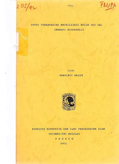 STUDI PEMANFAATAN AMOBILISASI ENZIM DAN SEL SEBAGAI BIOKATALIS.