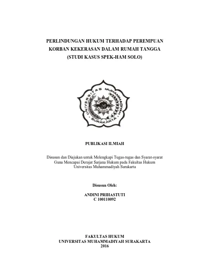 PERLINDUNGAN HUKUM TERHADAP PEREMPUAN KORBAN KEKERASAN DALAM RUMAH ...