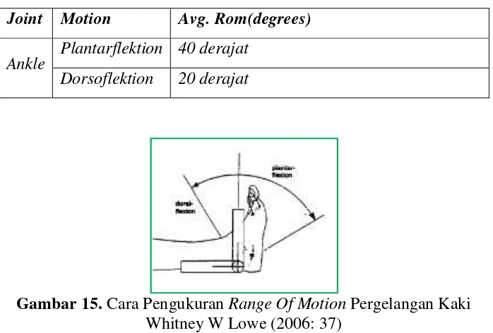 Gambar 15.  Cara Pengukuran Range Of Motion Pergelangan Kaki 