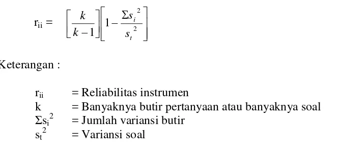 tabel. Apabila hasilnya lebih besar dari harga rtabel pada taraf signifikan 5% 