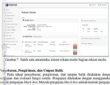 Gambar 7  Salah satu antarmuka sistem rekam medis bagian rekam medis 