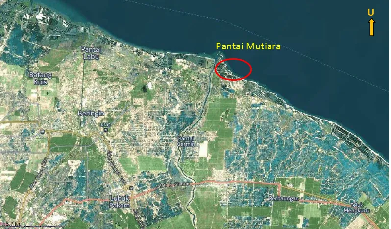Gambar 4.1 Pencitraan satelit Pantai Mutiara, SUMUT (GMap Catcher) 