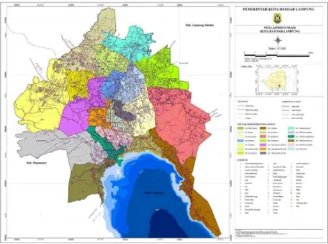 Tabel 3.  Kecamatan, ibukota kecamatan, ketinggian dan luas wilayah, jumlah penduduk, dan kepadatan penduduk di wilayah Kota Bandar Lampung