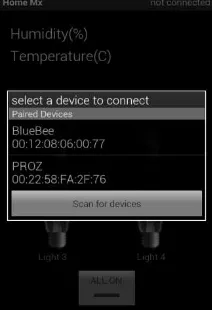 Fig 6 illustrate the interface of Android GUI selecting Bluetooth device. User can connect directly 